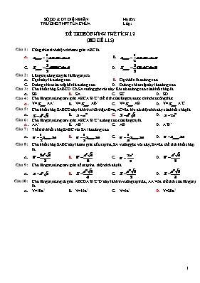 Đề thi môn Hình thể tích lớp 12 (mã đề 115)